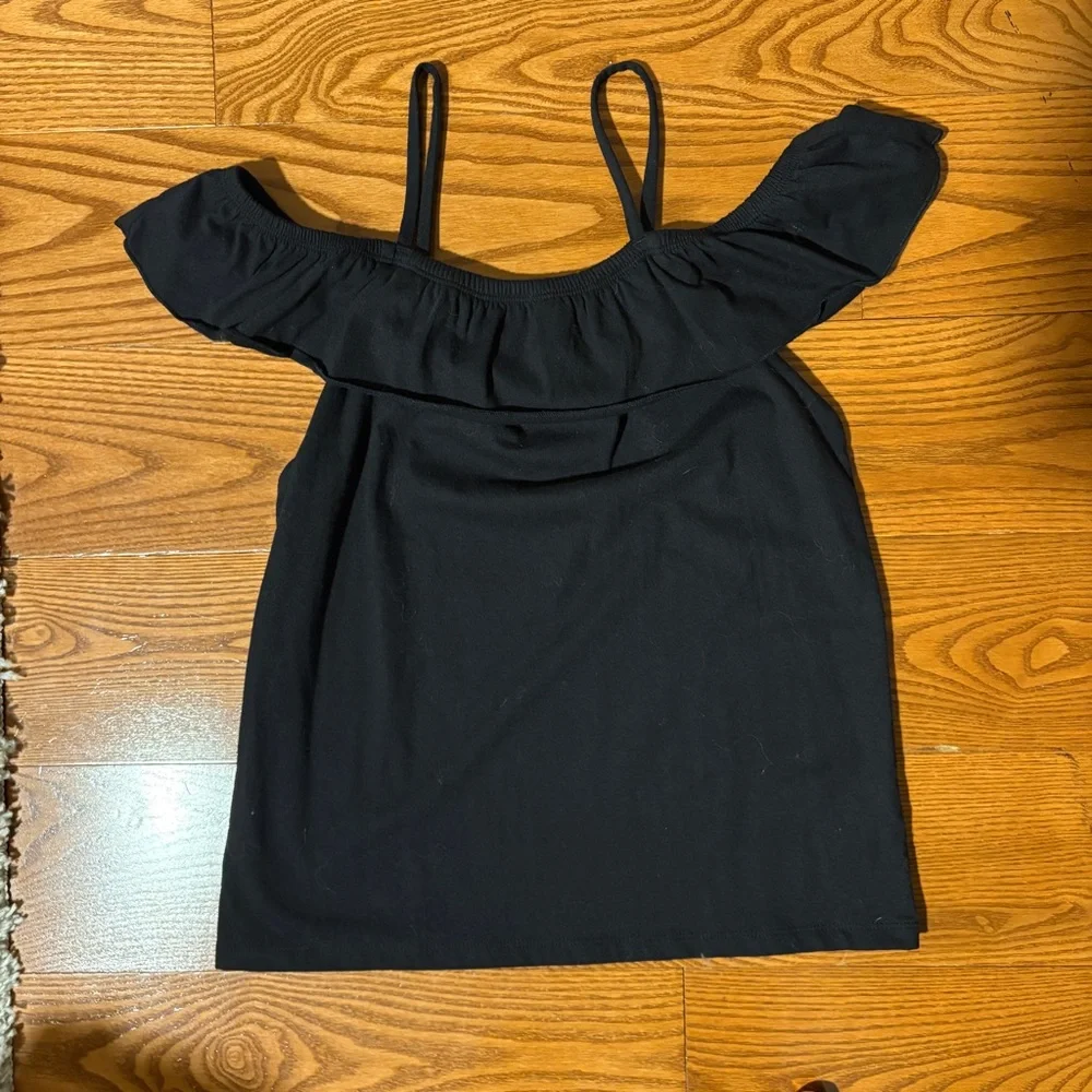 NWT The Children’s Place girl’s black draped shoulder top 10/12